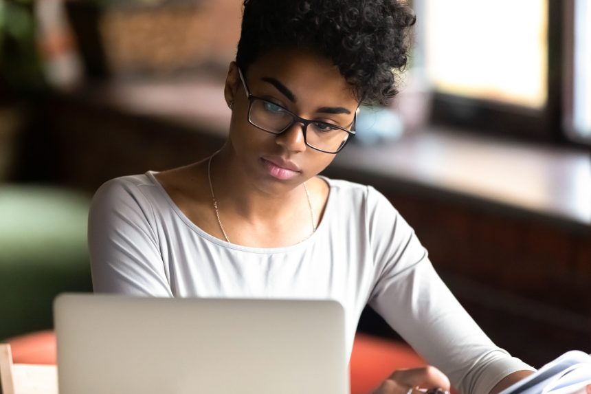 A female student sitting the Oxford MAT exam.