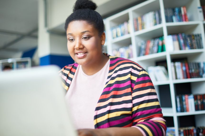 A female student sitting the UCAT.