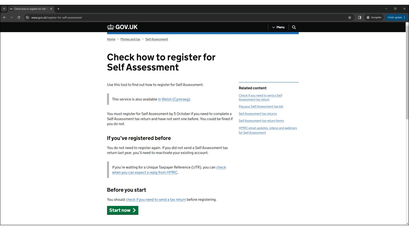 Check how to register for Self Assessment.