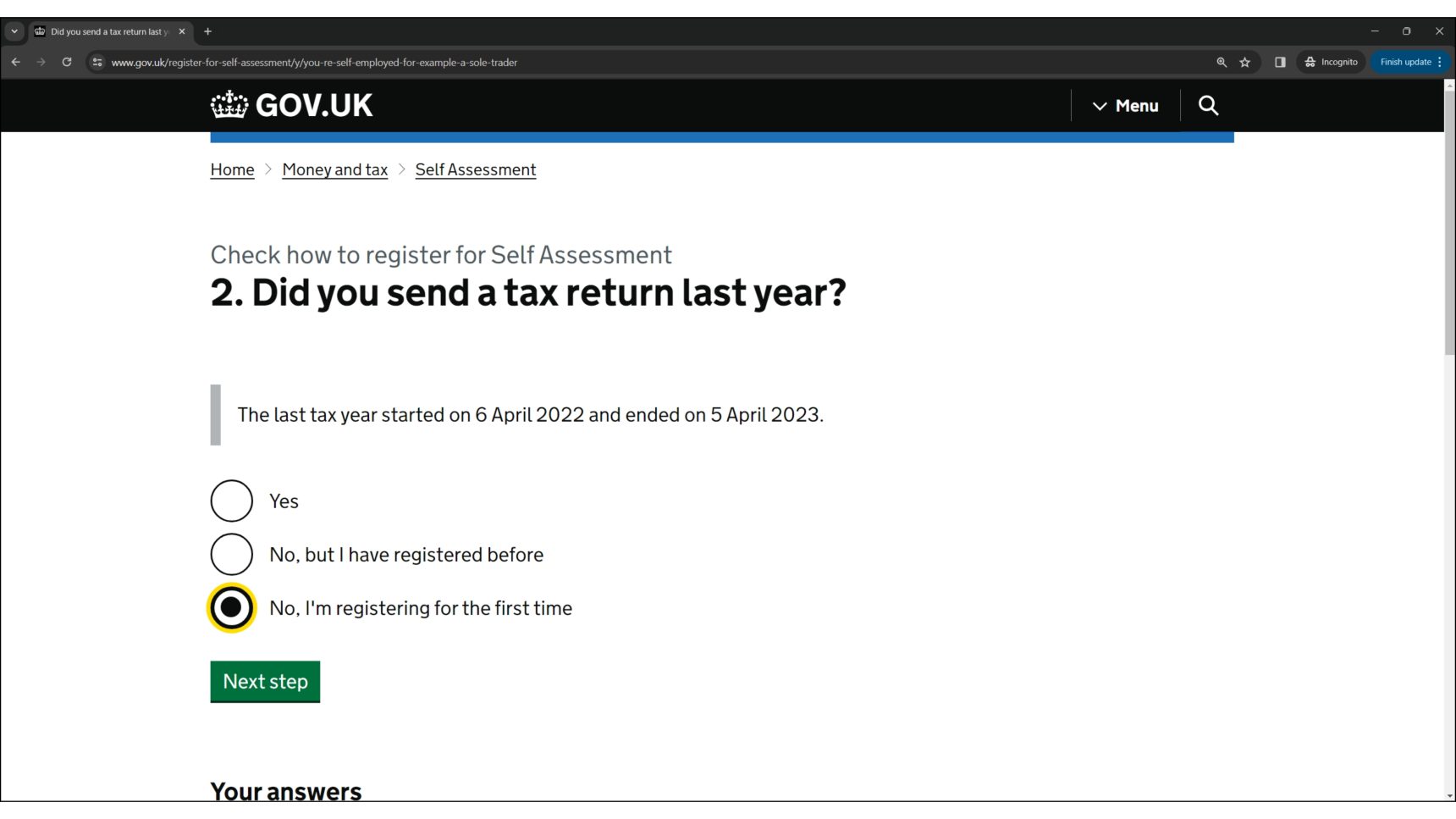 Did you send a tax return last year?