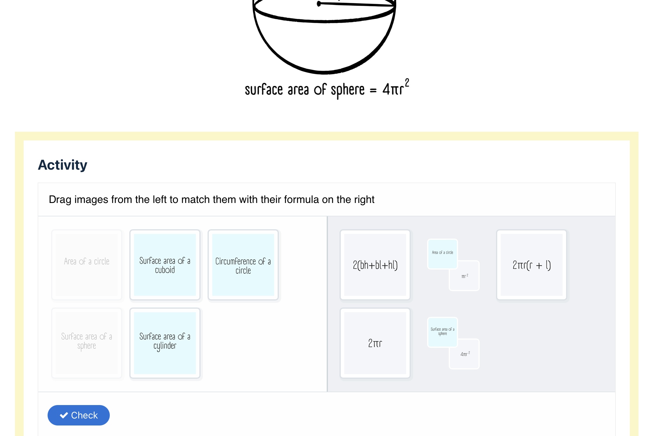 On-demand course interactive activity example.