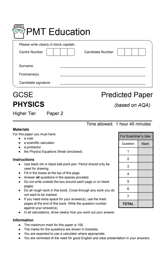 2025 free predicted papers pmt education