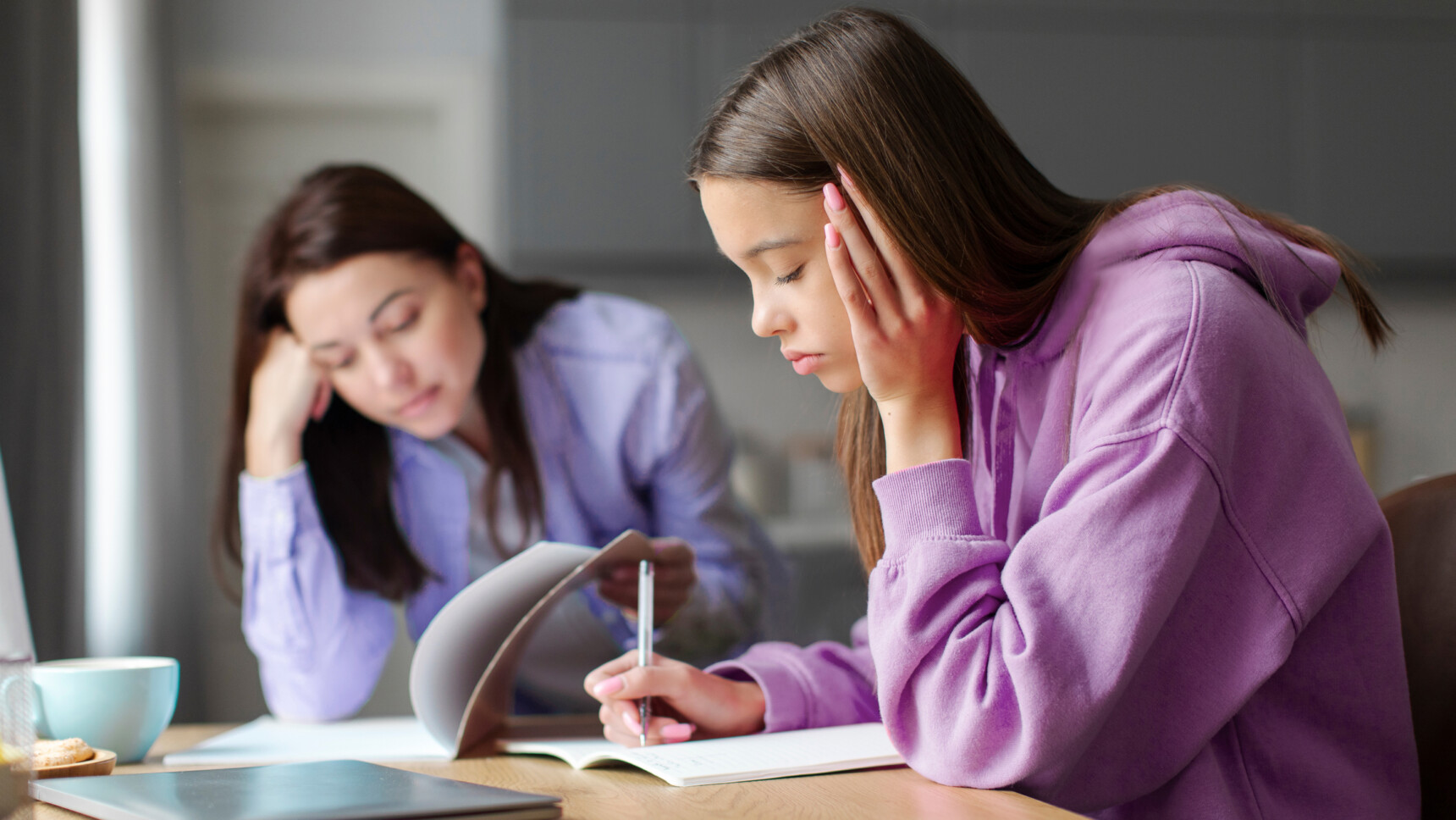 A mother is supporting her home educated daughter as she prepares for GCSE exams.
